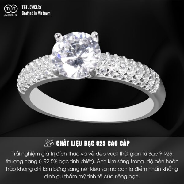 Nhẫn Bạc Nữ Đính Đá CZ Cổ Điển, Lấp Lánh Đỉnh Cao Sang Trọng T&T Jewelry N2259 - Ảnh 4
