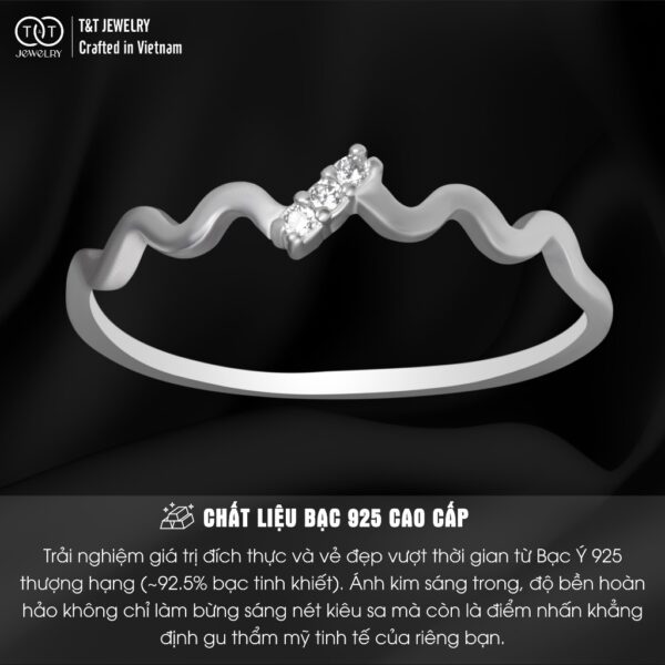 Nhẫn Bạc Nữ Sóng Lượn Tinh Tế Đính Đá CZ Lấp Lánh T&T Jewelry N2255 - Ảnh 4