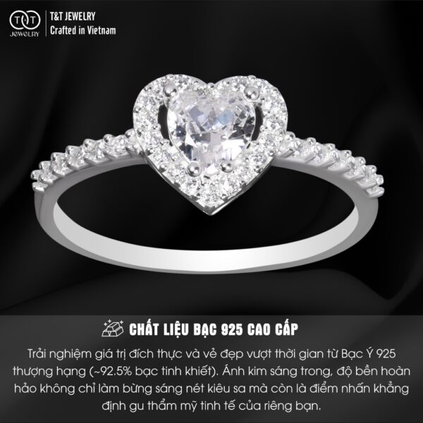 Nhẫn Bạc Nữ Trái Tim Lấp Lánh Tỏa Sáng Tình Yêu T&T Jewelry N2360 - Ảnh 4