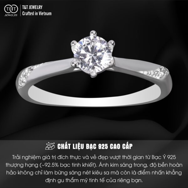 Nhẫn Bạc Nữ Vẻ Đẹp Tinh Khôi Với Đường Nét Uốn Lượn Quyến Rũ T&T Jewelry N23691 - Ảnh 4