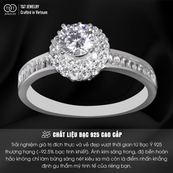 Nhẫn Bạc Nữ Thiết Kế Bông Hoa, Hào Quang Đá CZ Tỏa Sáng Đỉnh Cao T&T Jewelry N2363 - Ảnh 4