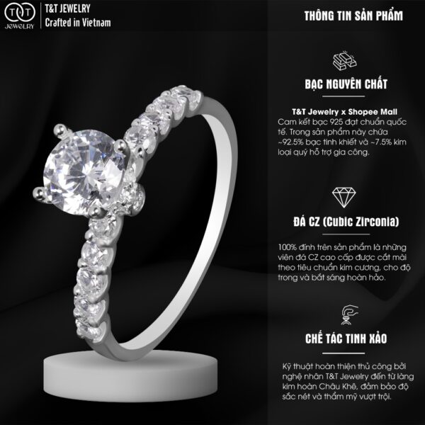 Nhẫn Bạc Nữ Vẻ Đẹp Lấp Lánh, Tinh Tế Tuyệt Đối T&T Jewelry NN2252 - Ảnh 3
