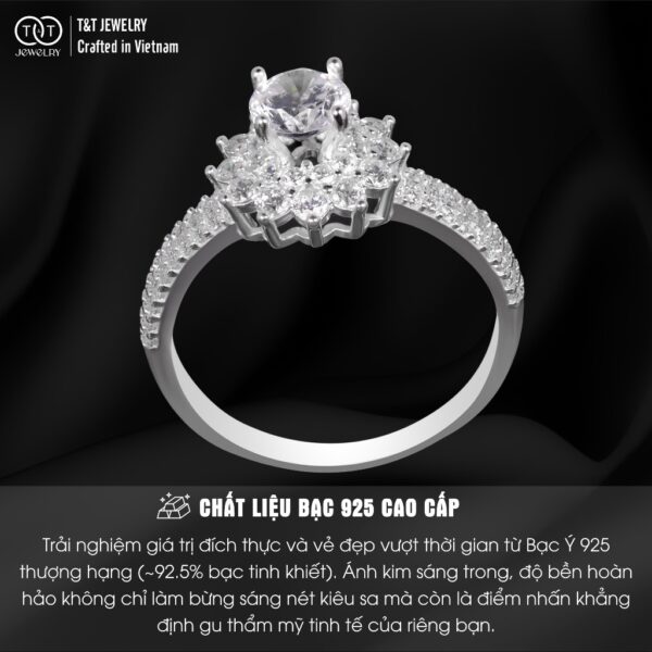 Nhẫn Bạc Nữ Thiết Kế Hoa Đá CZ Lấp Lánh, Đẳng Cấp T&T Jewelry N2253 - Ảnh 4