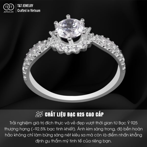 Nhẫn Bạc Nữ Hào Quang Nữ Hoàng Đính Đá CZ Tinh Xảo Quyền Lực T&T Jewelry NT041 - Ảnh 3