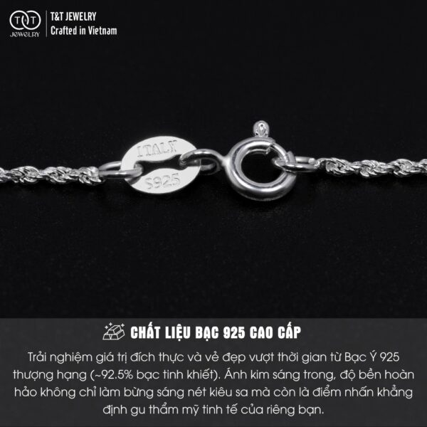 Dây chuyền nữ Hoa Bạc Ý s925 Dây Xoắn T&T Jewelry cao cấp DC013 - Ảnh 3