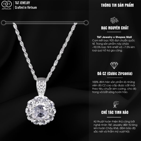 Dây chuyền nữ Hoa Bạc Ý s925 Dây Xoắn T&T Jewelry cao cấp DC013 - Ảnh 2