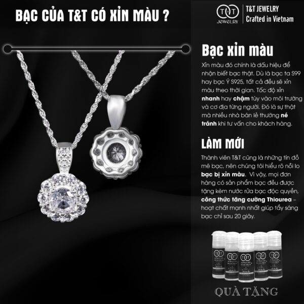 Dây chuyền nữ Hoa Bạc Ý s925 Dây Xoắn T&T Jewelry cao cấp DC013 - Ảnh 5