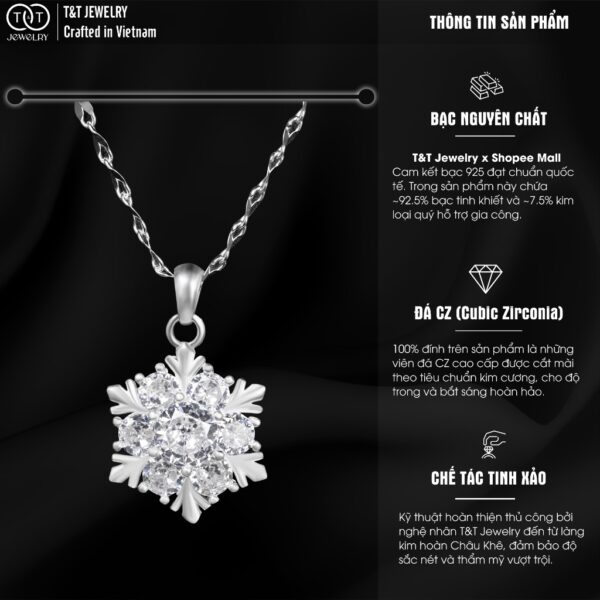 Dây Chuyền Nữ Bạc Ý S925 Bông Tuyết Sang Trọng - T&T Jewelry DC0201 - Ảnh 3