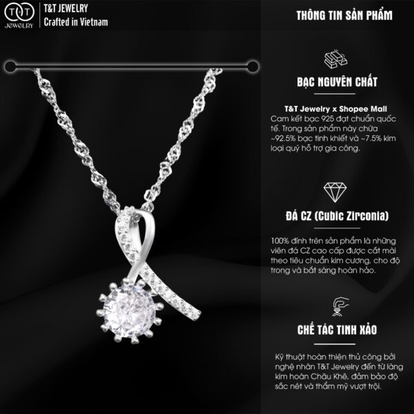 Dây Chuyền Nữ Bạc Ý S925 Đính Đá CZ Tinh Tế Mẫu Mới - T&T Jewelry DC023 - Ảnh 3