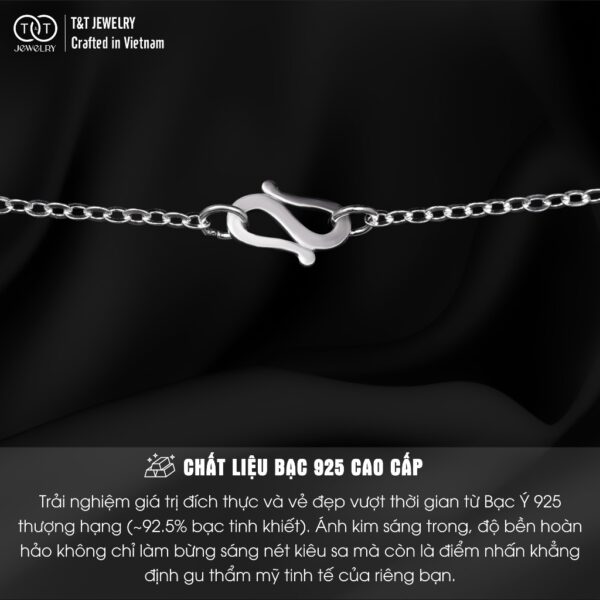 Dây Chuyền Nữ Bạc Ý S925 Tim Đôi Đá Chủ Thanh Lịch - T&T Jewelry DC031 - Ảnh 4