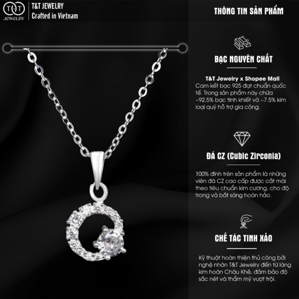 Dây chuyền nữ Bạc Ý s925 Đính Đá Chòng - T&T Jewelry cao cấp DC08 - Ảnh 3