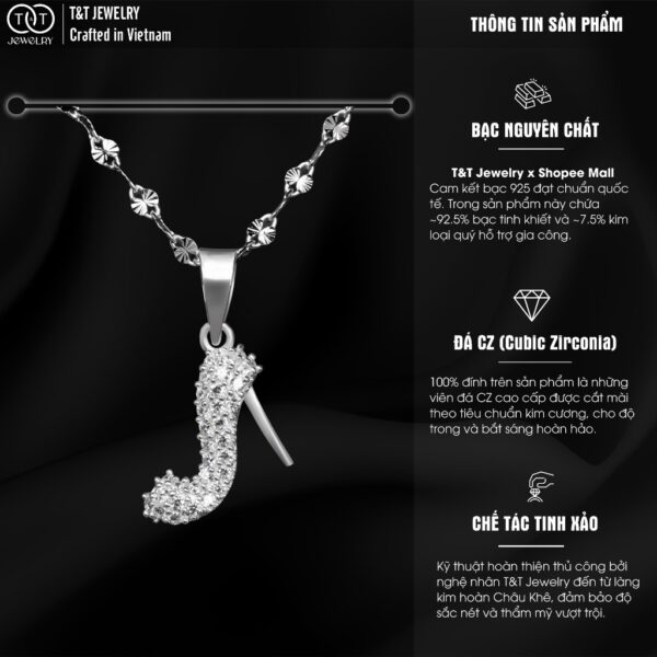 Dây Chuyền Nữ Bạc Ý S925 Giày Cao Gót Cá Tính - T&T Jewelry DC022 - Ảnh 3
