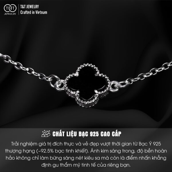 Lắc Tay Bạc Nữ S925 Charm Cỏ 4 Lá May Mắn Đa Sắc Tinh Tế từ T&T Jewelry LT542516 - Ảnh 4