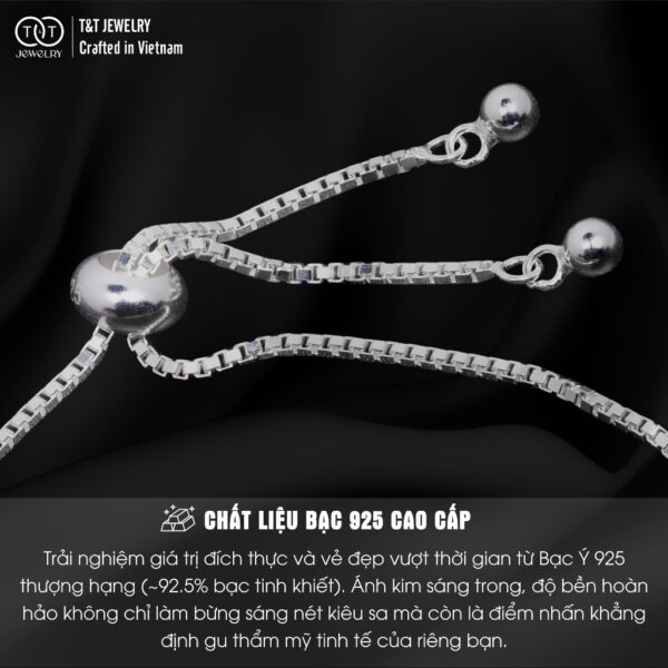 Lắc tay Bạc Nữ S925 Dây Rút Họa Tiết Hoa Cỏ May Mắn Đính Đá CZ Tinh Xảo từ T&T Jewelry LT54254 - Ảnh 4