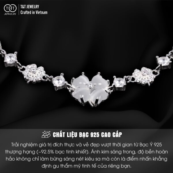 Lắc tay Bạc Nữ S925 Dây Rút Họa Tiết Hoa Cỏ May Mắn Đính Đá CZ Tinh Xảo từ T&T Jewelry LT54254 - Ảnh 5