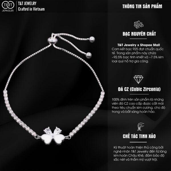 Lắc Tay Bạc Nữ S925 Hình Bướm Lấp Lánh Tinh Xảo từ T&T Jewelry LT54255 - Ảnh 3
