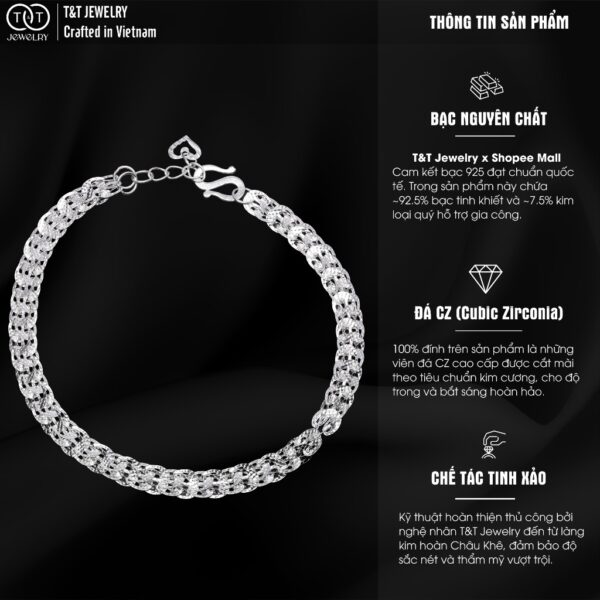 Lắc tay nữ Bạc Ý s925 Đuôi Phụng T&T Jewelry cao cấp LT01 - Ảnh 3