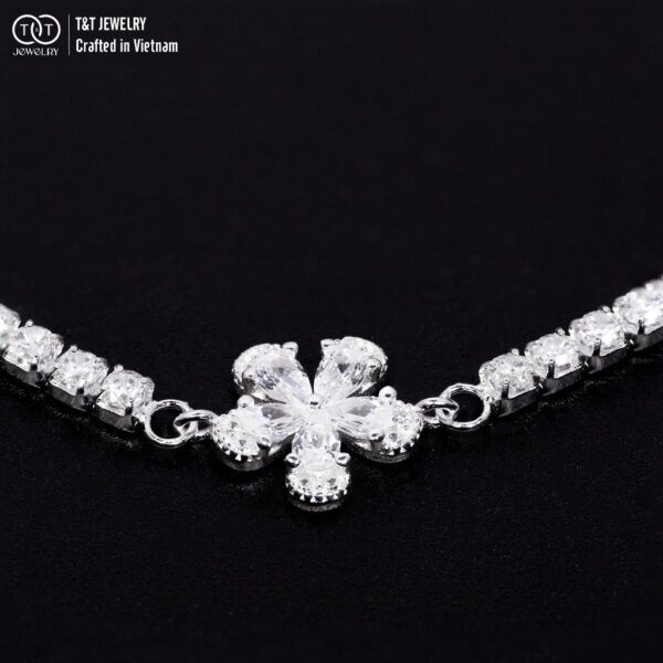 Lắc tay Bạc Nữ S925 Bông Hoa CZ Lấp Lánh Dây Rút Tinh Xảo từ T&T Jewelry LT54252 - Ảnh 5