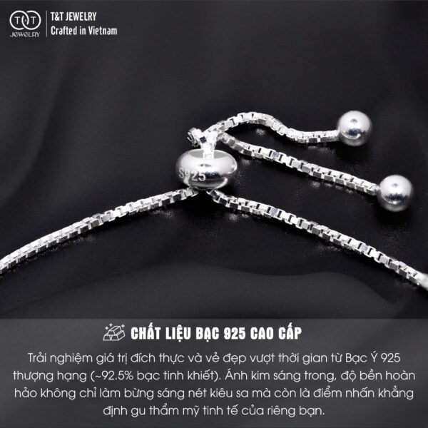 Lắc tay Bạc Nữ S925 Bông Hoa CZ Lấp Lánh Dây Rút Tinh Xảo từ T&T Jewelry LT54252 - Ảnh 4