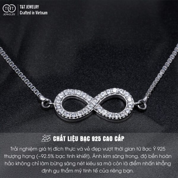 Lắc Tay Bạc Nữ S925 Thiết Kế Sang Trọng, Biểu Tượng Vô Cực, Tình Yêu Vĩnh Cửu từ T&T Jewelry LT54259 - Ảnh 4