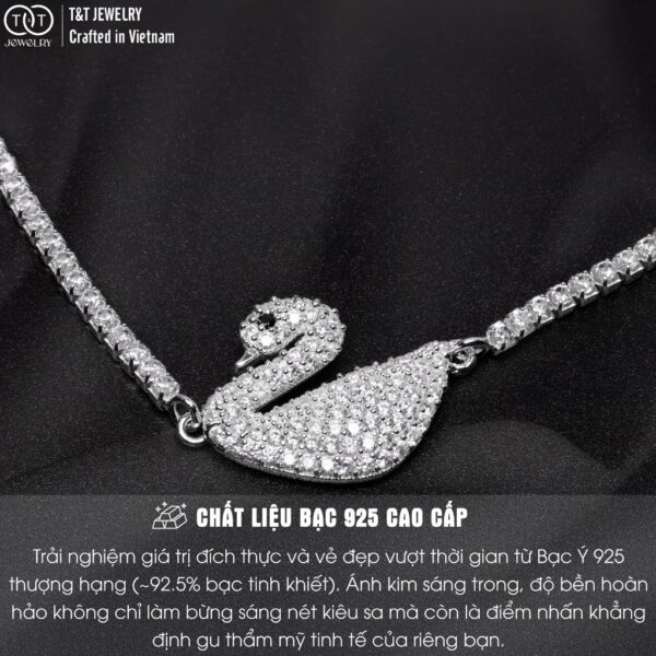 Lắc Tay Bạc Nữ Thiên Nga Kiêu Sa Đính Đá CZ Lấp Lánh Tinh Tế T&T Jewelry LT53253 - Ảnh 4