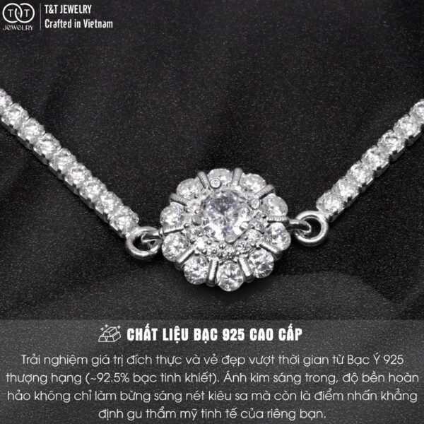 Lắc tay Bạc Nữ Đính Đá CZ Lấp Lánh Hình Đóa Hoa Nở Rộ Kiêu Sa T&T Jewelry LT53252 - Ảnh 7