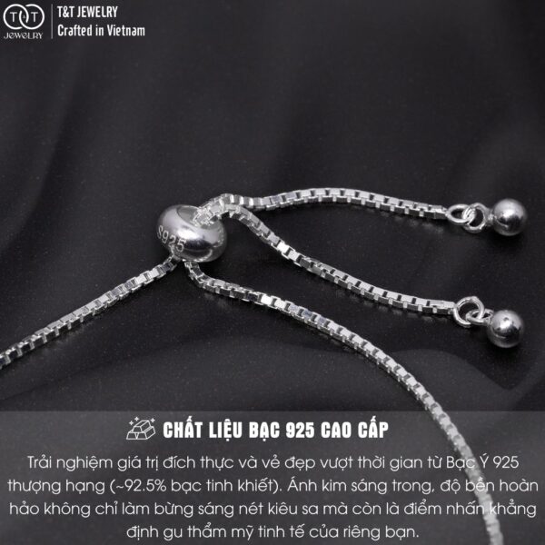 Lắc Tay Bạc Nữ Nơ Xinh Đính Đá Zircon Lấp Lánh Dây Rút Tinh Tế Tôn Da từ T&T Jewelry LT53251 - Ảnh 5