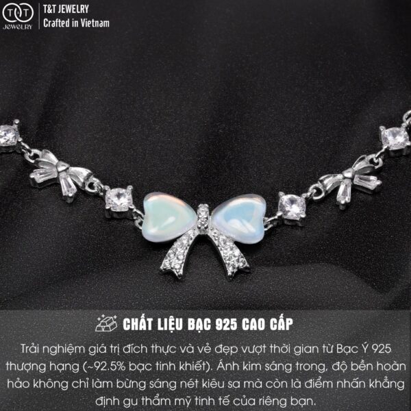 Lắc Tay Bạc Nữ Nơ Xinh Đính Đá Zircon Lấp Lánh Dây Rút Tinh Tế Tôn Da từ T&T Jewelry LT53251 - Ảnh 4