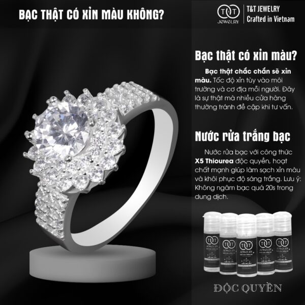 Nhẫn Bạc Nữ s925 Bạc Ý Hoa Rực Rỡ Đá CZ Lấp Lánh Tinh Tế từ T&T Jewelry N2258 - Ảnh 6