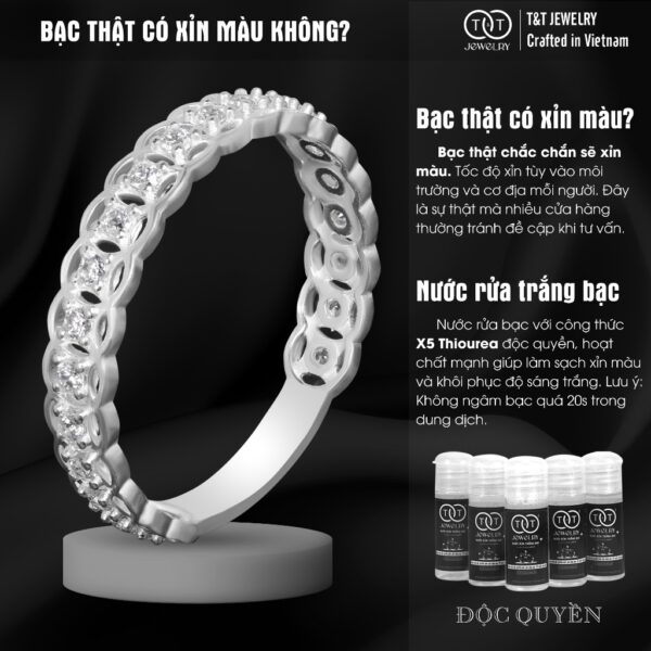 Nhẫn Bạc Nữ T&T Jewelry viền họa tiết Kim Tiền Tài Lộc May Mắn NN02 - Ảnh 6