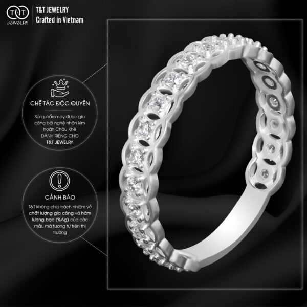 Nhẫn Bạc Nữ T&T Jewelry viền họa tiết Kim Tiền Tài Lộc May Mắn NN02 - Ảnh 5