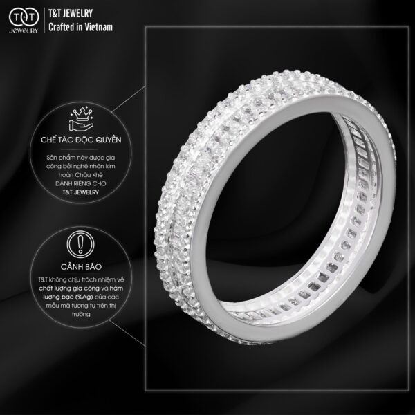 Nhẫn Bạc Nữ Vành Đai Tinh Tú Kiêu Hãnh Đính Đá CZ Sang Trọng T&T Jewelry NN021 - Ảnh 5
