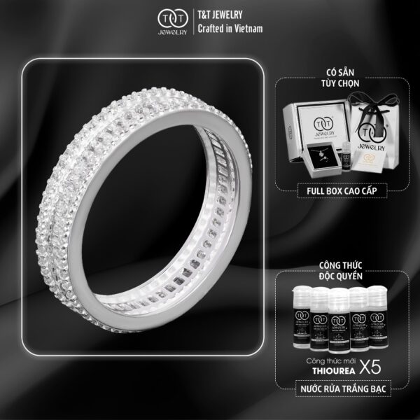 Nhẫn Bạc Nữ Vành Đai Tinh Tú Kiêu Hãnh Đính Đá CZ Sang Trọng T&T Jewelry NN021