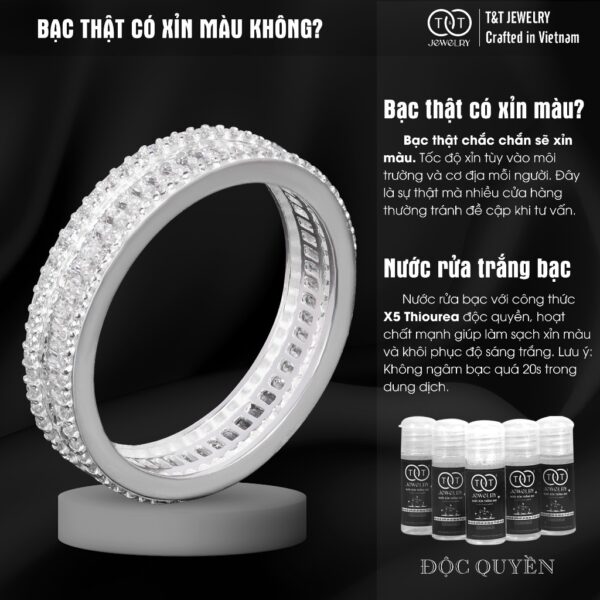 Nhẫn Bạc Nữ Vành Đai Tinh Tú Kiêu Hãnh Đính Đá CZ Sang Trọng T&T Jewelry NN021 - Ảnh 6