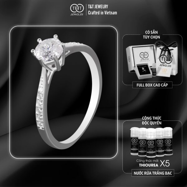 Nhẫn Bạc Nữ Vương Miện Tinh Tú Đính Đá CZ Siêu Sáng Lấp Lánh Tinh Xảo T&T Jewelry NN024