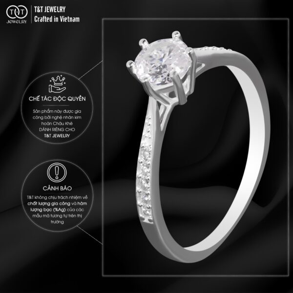 Nhẫn Bạc Nữ Vương Miện Tinh Tú Đính Đá CZ Siêu Sáng Lấp Lánh Tinh Xảo T&T Jewelry NN024 - Ảnh 5