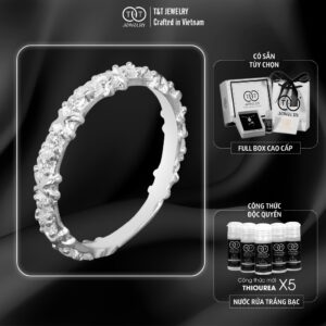 Nhẫn Bạc Nữ Chữ X Một Hàng Đá T&T Jewelry cao cấp NN029