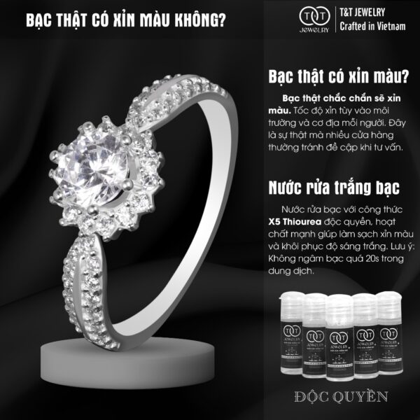 Nhẫn Bạc Nữ Hào Quang Nữ Hoàng Đính Đá CZ Tinh Xảo Quyền Lực T&T Jewelry NT041 - Ảnh 6