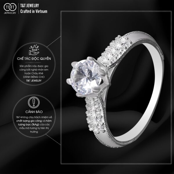 Nhẫn Bạc Nữ Thiết Kế Họa Tiết Cổ Điển T&T Jewelry cao cấp NN043 - Ảnh 5