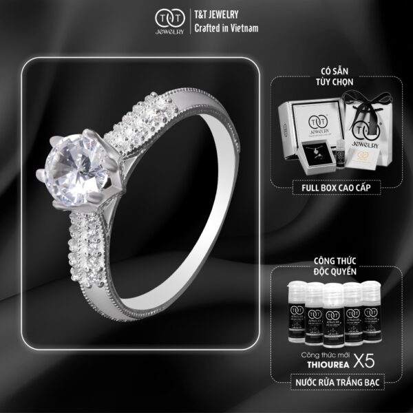 Nhẫn Bạc Nữ Thiết Kế Họa Tiết Cổ Điển T&T Jewelry cao cấp NN043