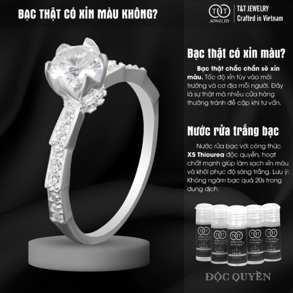 Nhẫn Bạc Nữ Dáng Vương Miện Búp Sen Kiêu Hãnh Đính Đá CZ Tinh Xảo T&T Jewelry NN061 - Ảnh 6