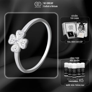 Nhẫn Bạc Nữ Cỏ Bốn Lá May Mắn Tinh Khôi Đính Đá CZ Tinh Tế T&T Jewelry NN065