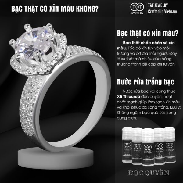 Nhẫn Bạc Nữ Vương Miện Hoàng Gia Quý Phái,Sang Trọng T&T Jewelry NN066 - Ảnh 6