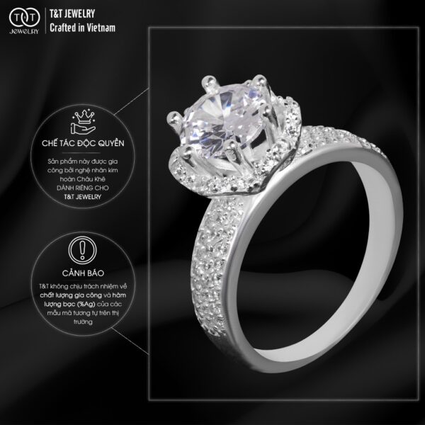 Nhẫn Bạc Nữ Vương Miện Hoàng Gia Quý Phái,Sang Trọng T&T Jewelry NN066 - Ảnh 5