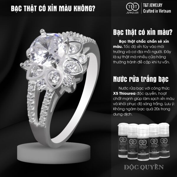Nhẫn Bạc Nữ Họa Tiết Hoa Sen Tinh Xảo, Cao Cấp T&T Jewelry NN067 - Ảnh 6