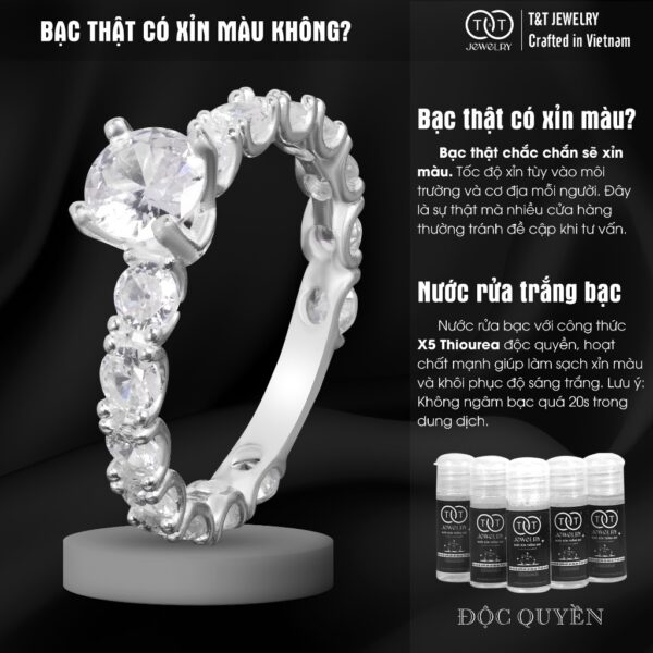 Nhẫn Bạc Nữ Dòng Sông Tinh Tú Lộng Lẫy Đính Full Đá CZ Sang Trọng T&T Jewelry NN068 - Ảnh 6