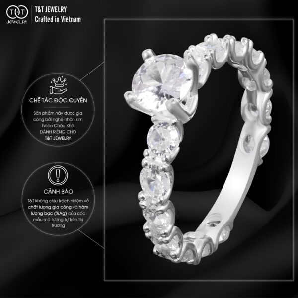 Nhẫn Bạc Nữ Dòng Sông Tinh Tú Lộng Lẫy Đính Full Đá CZ Sang Trọng T&T Jewelry NN068 - Ảnh 5