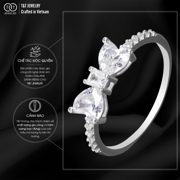 Nhẫn Bạc Nữ Thiết Kế Nơ Xinh Đính Đá Cao Cấp T&T Jewelry NN093 - Ảnh 5