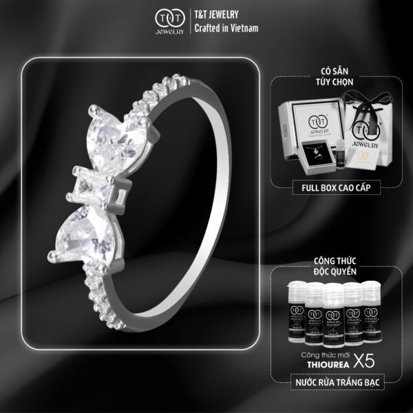 Nhẫn Bạc Nữ Thiết Kế Nơ Xinh Đính Đá Cao Cấp T&T Jewelry NN093