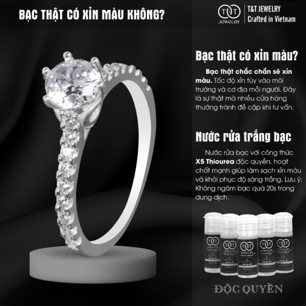 Nhẫn Bạc Nữ 6 Chấu Nạm Đá Thân Nhẫn Lấp Lánh Cao Cấp T&T Jewelry NN0561 - Ảnh 6